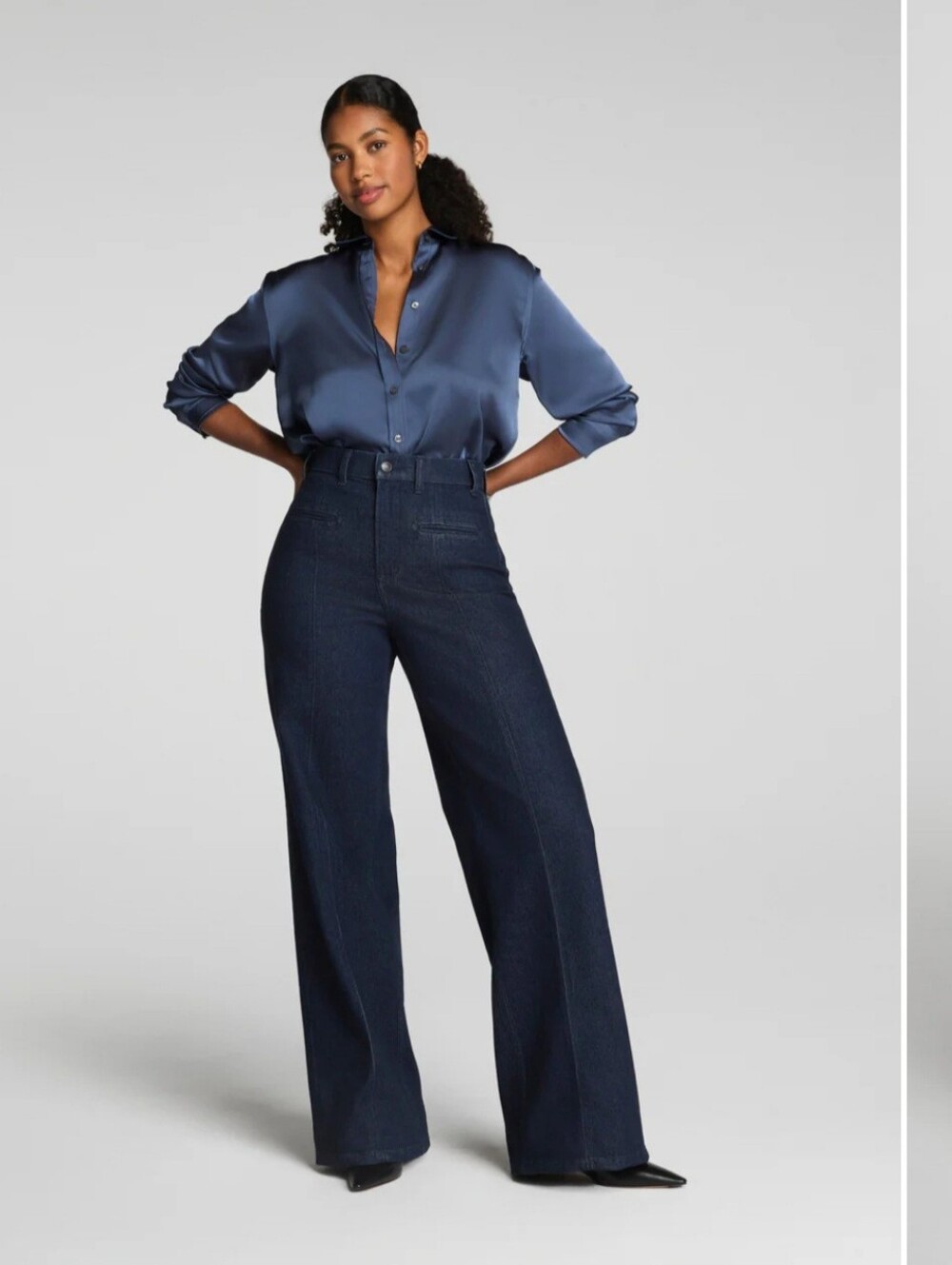 Guess Corsette High-Rise Blue Denim Sculpting Jeans Wide Leg